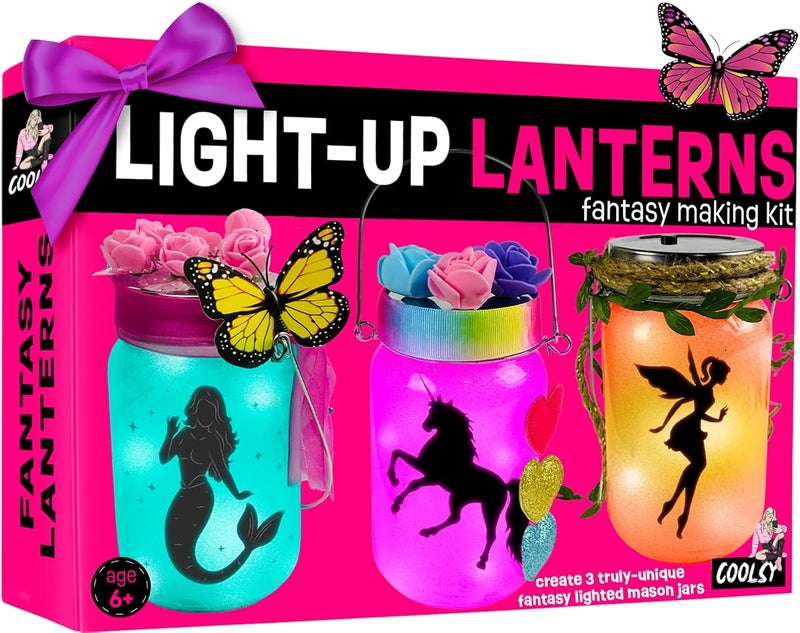 WOOODLIFY Light-up Unicorn Fairy & Mermaid Lanterns Craft Kit – Christmas Gifts for 8 9 10 11 12 Year Old Girls - Creative Art Girl Toys 8-10 Years Old and Up - Craft Kits for Girls Ages 8-12 - Tween Gift Ideas - Image 1